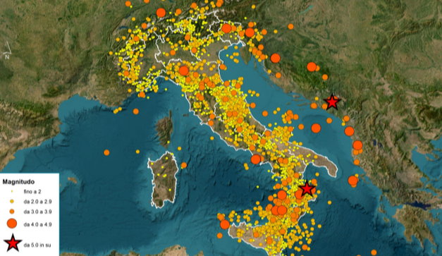 Quasi 17mila terremoti in Italia nel 2024